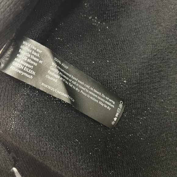 Eileen Fisher Size PS Small 100% Wool Knit Open Front Cardigan Sweater Black - Picture 4 of 6